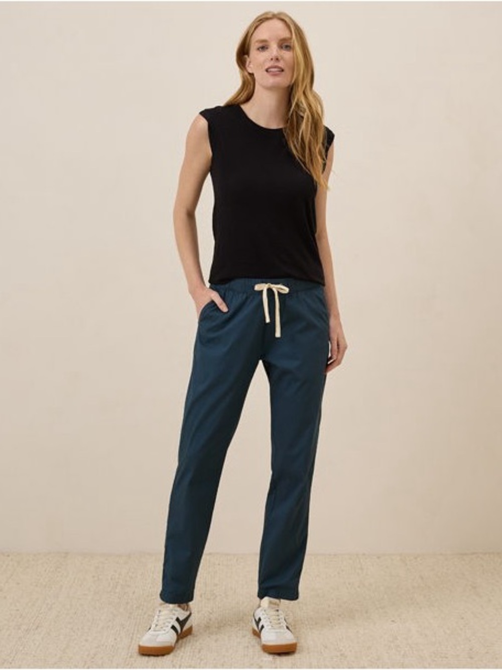 PACT Organic Cotton Daily Twill Drawstring Pants Navy Blue Size S Defect